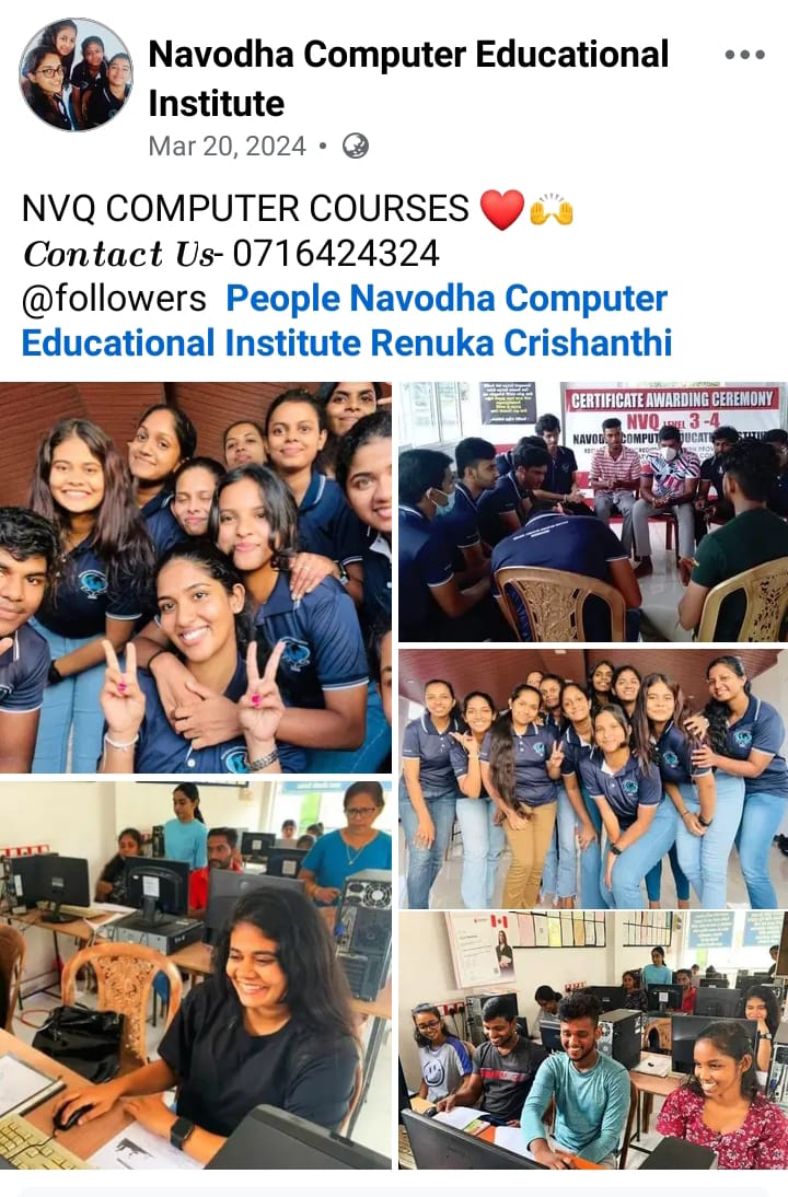 NVQ – Level — 3 NAVODHA Computer Education Institute . Maharagama.