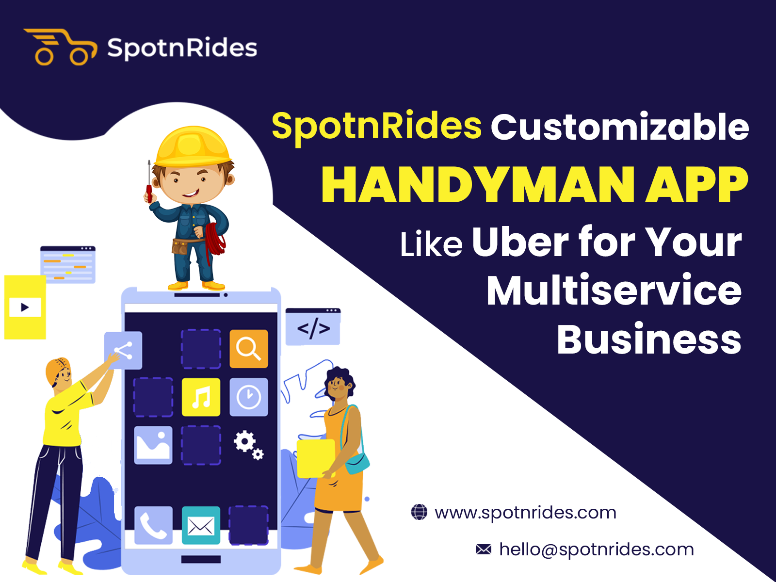 Launch a Custom Handyman Booking App Like Uber with SpotnRides Solution