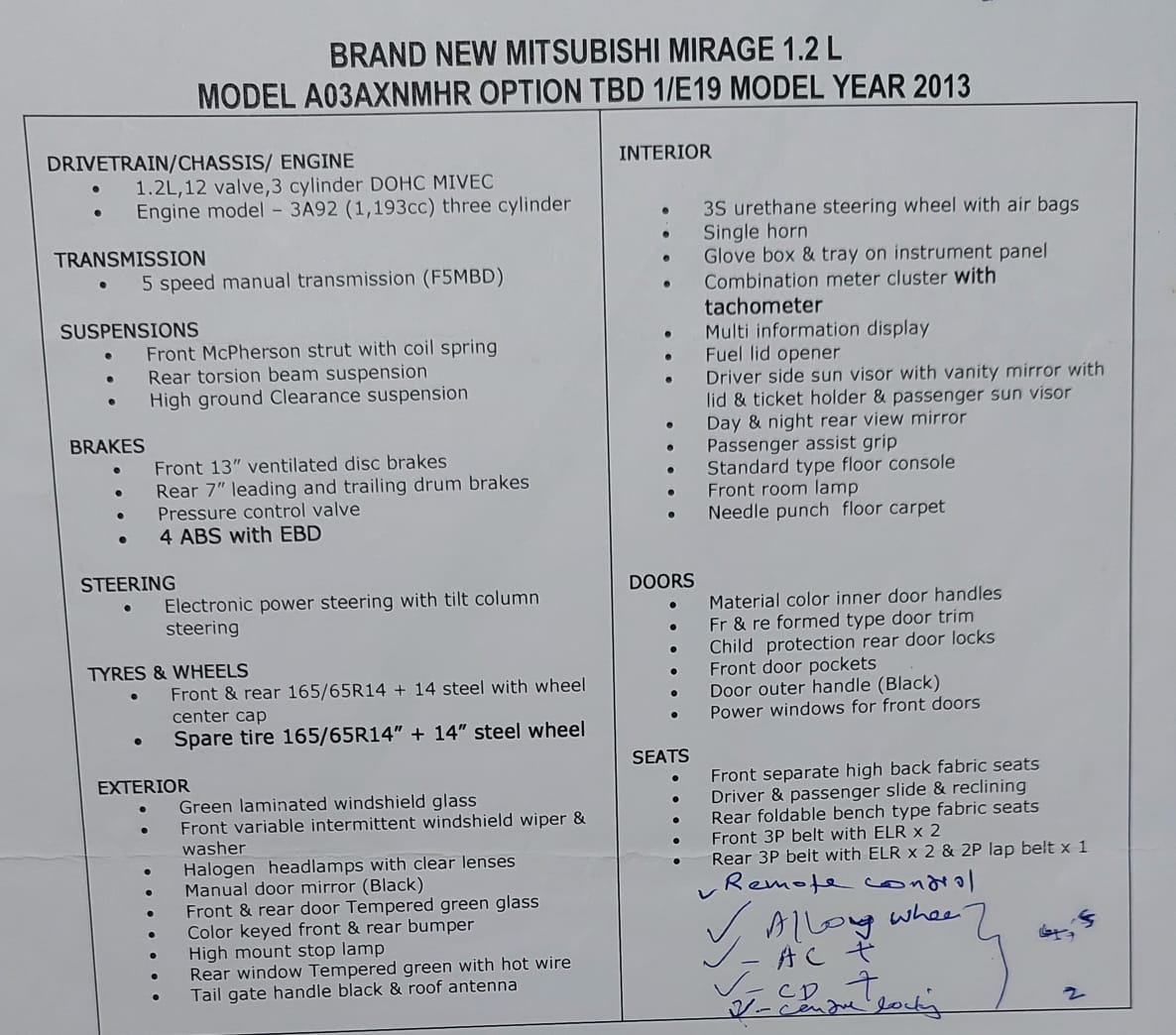 Mitsubishi Mirage 2013