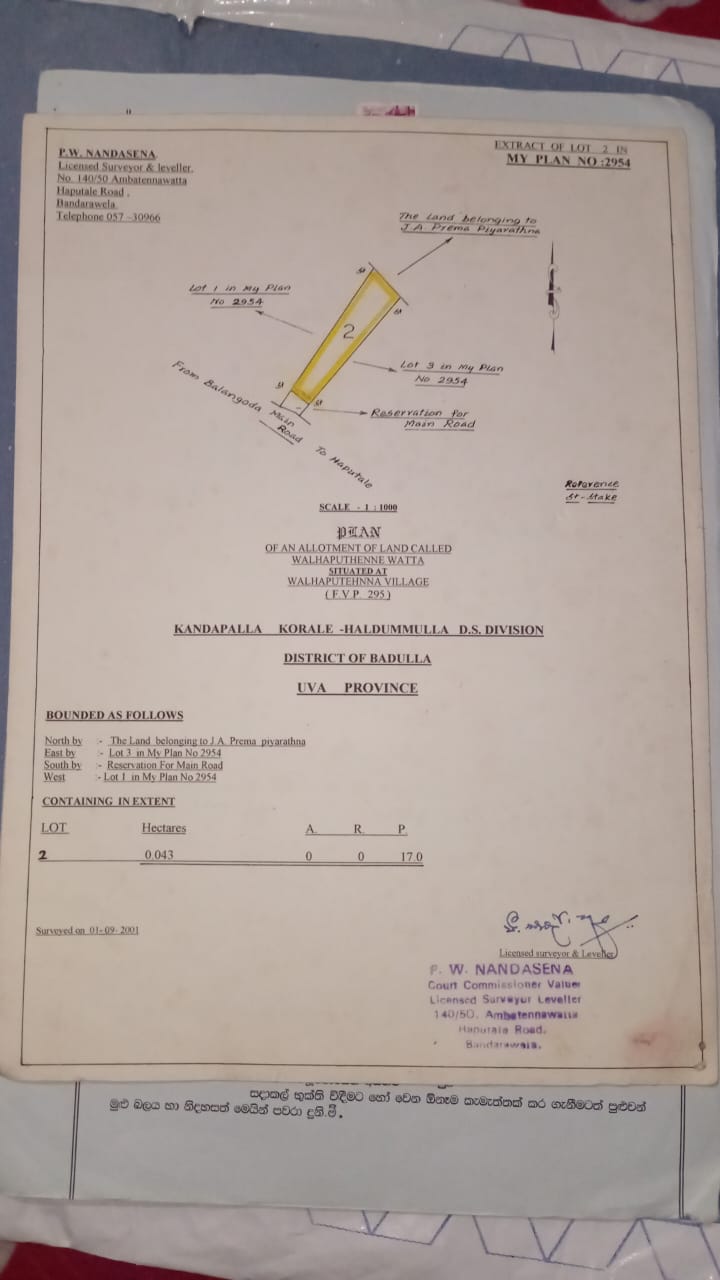 Land for Sale in Haputale