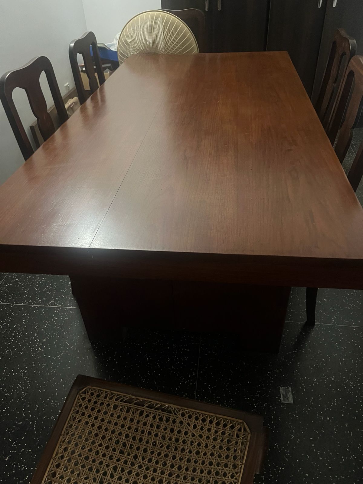 Teak dining table with 6 chairs.