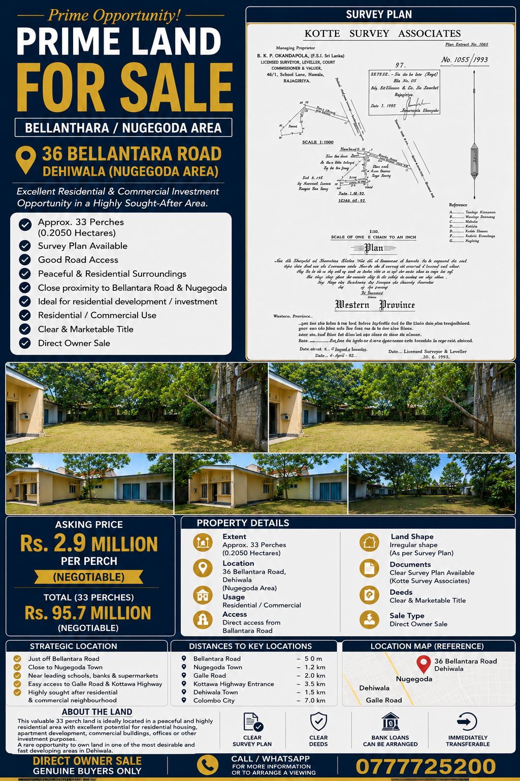 33 Perch Land for Sale Dehiwala